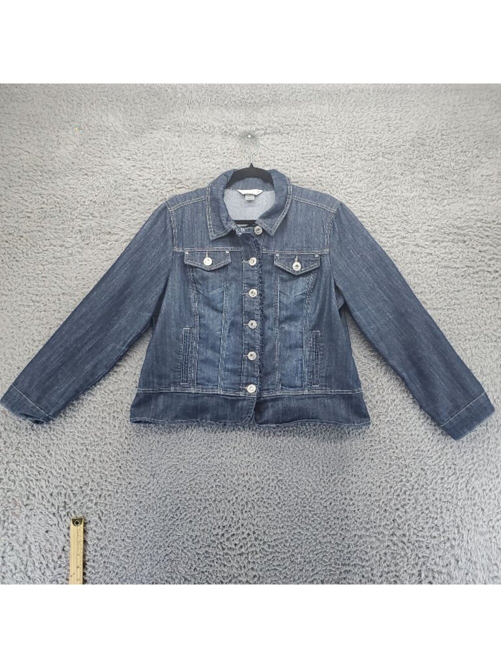 Christopher & Banks Jacket Womens Petite Large Blue Denim Button-Down